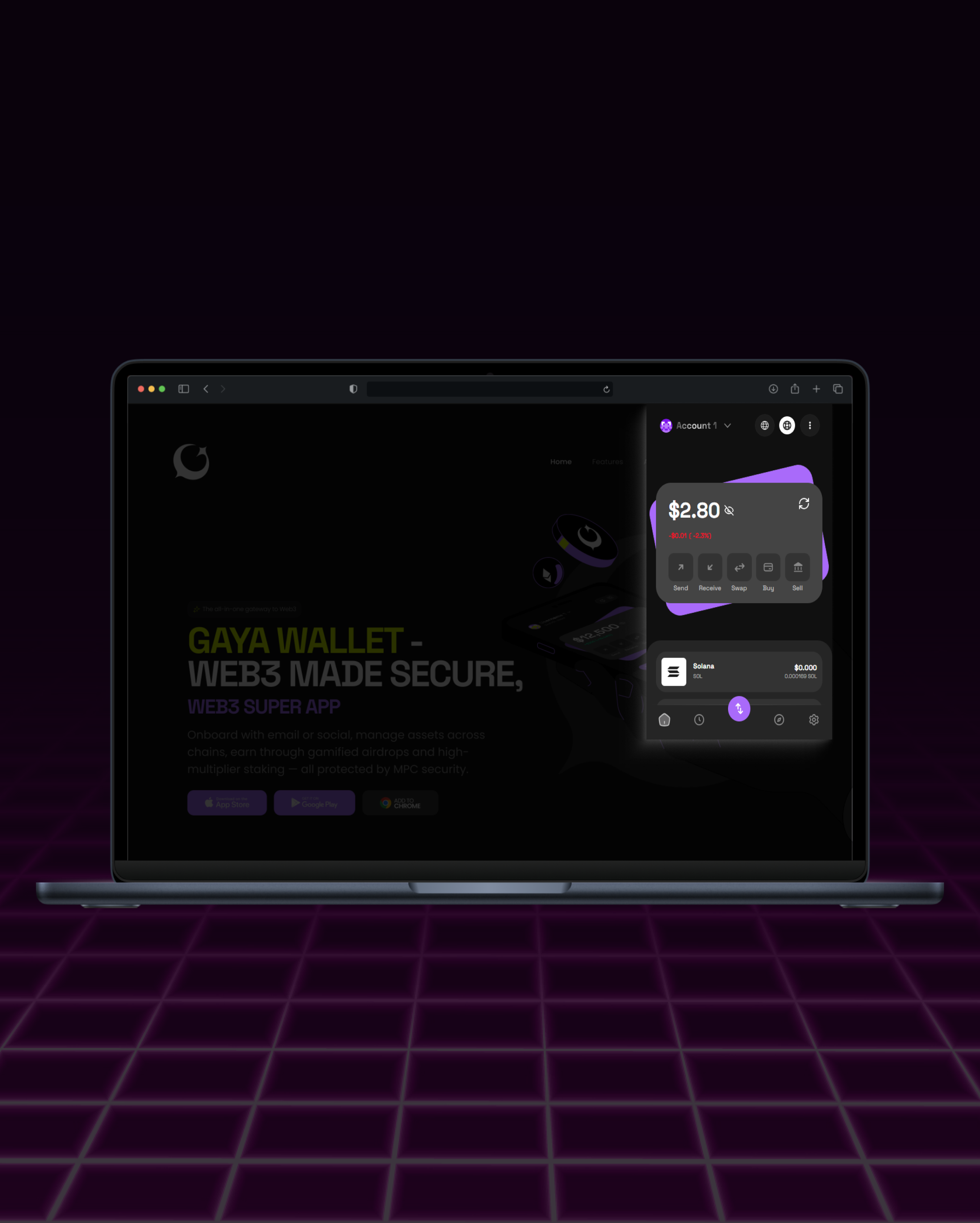 GAYA Wallet Extension screen 1